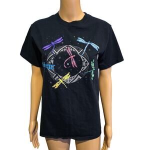 Dragonfly Black Graphic Print T Shirt Small
